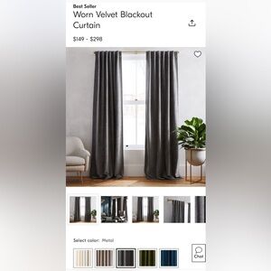 3 pairs of Blackout Velvet West Elm Curtains